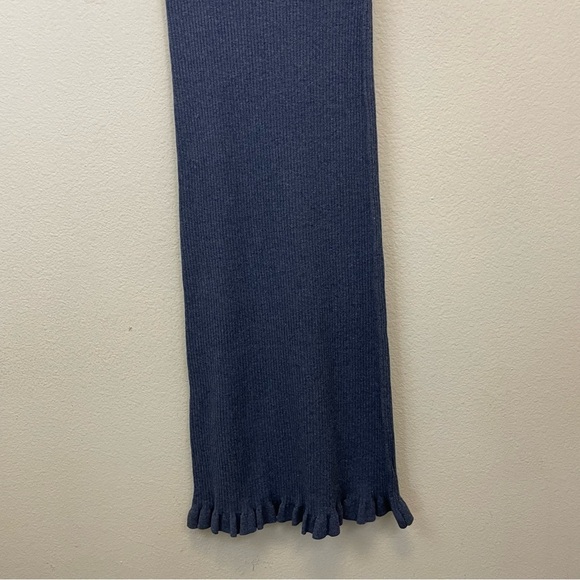 Anthropologie Daily Practice Blue Ribbed Ruffle Hem Slim Tank Dress Size L - Picture 6 of 12